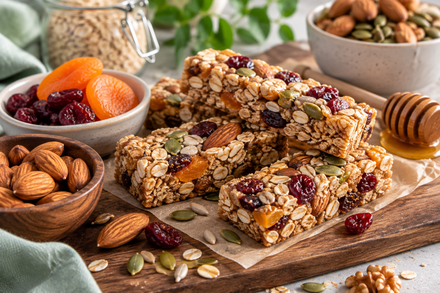 Healthy snacks - dried fruits, crisps and wholesome bites